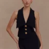 Alix vest met gemengde knopen – Zwart Alix vest met gemengde knopen – Zwart