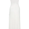 Allegra off-shoulder midi-jurk met ruches – ivoor Allegra off-shoulder midi-jurk met ruches – ivoor