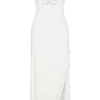 Allegra off-shoulder midi-jurk met ruches – ivoor Allegra off-shoulder midi-jurk met ruches – ivoor