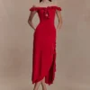 Allegra off-shoulder midi-jurk met ruches – Ruby Allegra off-shoulder midi-jurk met ruches – Ruby