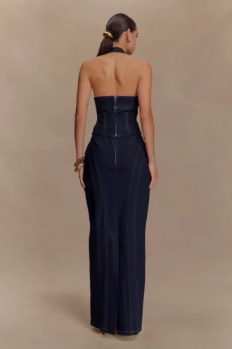 Alma Denim Maxi-rok – Indigo Blauw
