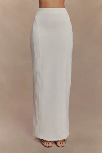 Alma maxi-rok met hoge taille – Wit