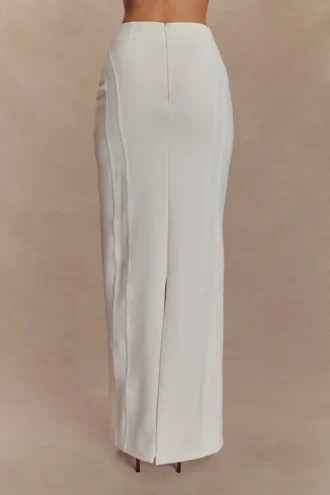 Alma maxi-rok met hoge taille – Wit