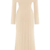 Alonza gebreide midi-jurk met lange mouwen – Crème Alonza gebreide midi-jurk met lange mouwen – Crème