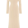 Alonza gebreide midi-jurk met lange mouwen – Crème Alonza gebreide midi-jurk met lange mouwen – Crème