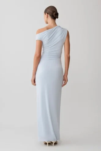 Alyn off-shoulder gedrapeerde maxi-jurk – lichtblauw