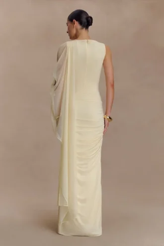 Amandine gerimpelde slinky maxi-jurk – Lemon