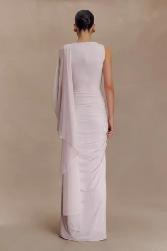 Amandine gerimpelde slinky maxi-jurk – lichtroze