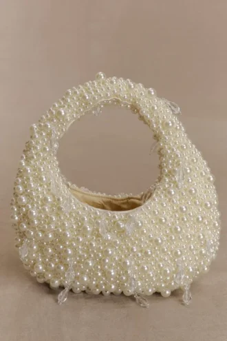 Amara Pearl Teardrop Beaded Bag – Wit Amara Pearl Teardrop Beaded Bag – Wit