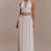 Amaris geplooide maxi-rok met plooien – bloemenprint