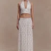 Amaris geplooide maxi-rok met plooien – bloemenprint