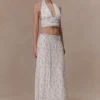 Amaris geplooide maxi-rok met plooien – bloemenprint