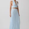 Amaris geplooide maxi-rok met plooien – lichtblauw