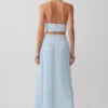 Amaris geplooide maxi-rok met plooien – lichtblauw