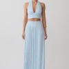 Amaris geplooide maxi-rok met plooien – lichtblauw