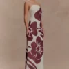 Amaya strapless chiffon maxi-jurk – bruine Deco Fleur-print Amaya strapless chiffon maxi-jurk – bruine Deco Fleur-print