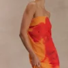 Amaya strapless chiffon maxi-jurk – Koi Orchid-print Amaya strapless chiffon maxi-jurk – Koi Orchid-print