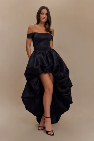 Amelia Bubble maxi-jurk – Zwart