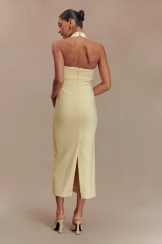 Amelita Suiting halter midi-jurk – Pale Lemon