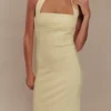 Amelita Suiting halter midi-jurk – Pale Lemon Amelita Suiting halter midi-jurk – Pale Lemon