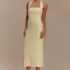 Amelita Suiting halter midi-jurk – Pale Lemon Amelita Suiting halter midi-jurk – Pale Lemon