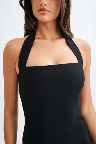 Amelita Suiting halter mini-jurk – Zwart