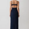 Amila Denim Maxi-jurk met cups – Indigoblauw Amila Denim Maxi-jurk met cups – Indigoblauw