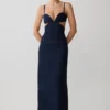 Amila Denim Maxi-jurk met cups – Indigoblauw Amila Denim Maxi-jurk met cups – Indigoblauw