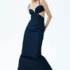 Amila Denim Maxi-jurk met cups – Indigoblauw Amila Denim Maxi-jurk met cups – Indigoblauw