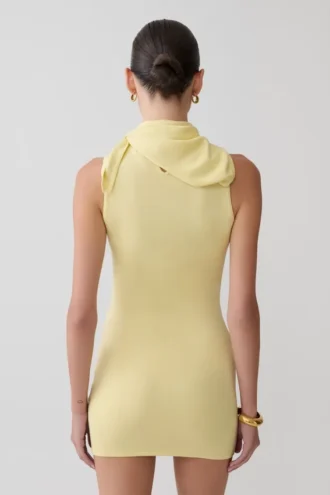 Amilee gebreide mini-jurk met sjaal – Lemon