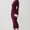 Amirose midi-jurk van gebreid materiaal met ruches – Pruim Amirose midi-jurk van gebreid materiaal met ruches – Pruim