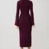 Amirose midi-jurk van gebreid materiaal met ruches – Pruim Amirose midi-jurk van gebreid materiaal met ruches – Pruim