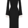 Amirose midi-jurk van gebreid materiaal met ruches – Zwart Amirose midi-jurk van gebreid materiaal met ruches – Zwart