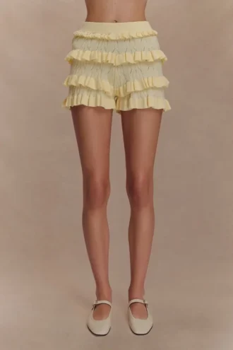 Amy gebreide bloomers met ruches – Lemon