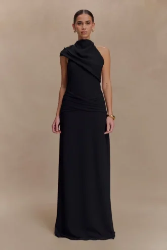 Analia Chiffon Maxi-jurk – Zwart
