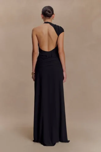 Analia Chiffon Maxi-jurk – Zwart