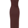 Anastasia midi-jurk met één schouder van modal – Mahonie Anastasia midi-jurk met één schouder van modal – Mahonie