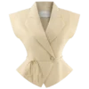Andina linnen top met korte mouwen – naturel beige Andina linnen top met korte mouwen – naturel beige