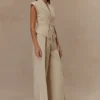 Andina linnen top met korte mouwen – naturel beige Andina linnen top met korte mouwen – naturel beige