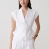 Andina linnen top met korte mouwen – Wit Andina linnen top met korte mouwen – Wit