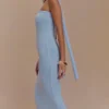 Andrea strapless gebreide maxi-jurk – lichtblauw Andrea strapless gebreide maxi-jurk – lichtblauw