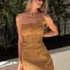 Andy mini-jurk van imitatiesuède – Camel