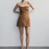 Andy mini-jurk van imitatiesuède – Camel