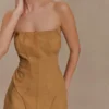 Andy mini-jurk van imitatiesuède – Camel