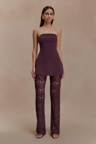 Anette Bandage gebreide strapless top – Chocolade