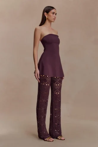 Anette Bandage gebreide strapless top – Chocolade