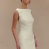 Angela mini-jurk van bouclé met textuur – ivoor