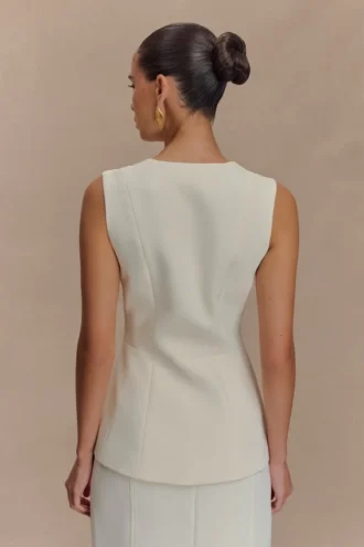Angelie-vesttop – ivoor