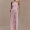 Angelika gebreide top met gedraaide voorkant – Babyroze Angelika gebreide top met gedraaide voorkant – Babyroze