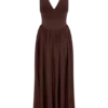 Angelina scuba halter midi-jurk – Chocolade Angelina scuba halter midi-jurk – Chocolade